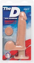 The D - Perfect D with Balls Vibrating - 8 Inch - Vanilla - Realistic Dildos