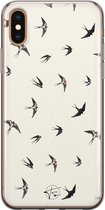 iPhone X/XS hoesje - Vogels / Birds - Soft Case Telefoonhoesje - Print - Beige