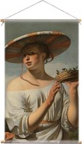Textiel poster Meisje met de brede hoed | Oude meester collectie - 90x150cm