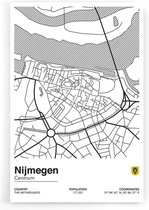 Walljar - Stadskaart Nijmegen Centrum II - Muurdecoratie - Poster met lijst