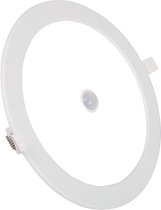 LED Downlight Slim - Igna - PIR Bewegingssensor 360° - Inbouw Rond 24W - Helder/Koud Wit 6000K - Mat Wit - Ø240mm