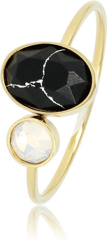 samen beven aankunnen My Bendel - Mooie ring met zwarte en quartz steen - Fijne aanschuifring met  zwarte en... | bol.com