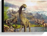 Canvas  - Dinosaurussen in Meer  - 40x30cm Foto op Canvas Schilderij (Wanddecoratie op Canvas)