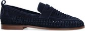 Sacha - Heren - Donkerblauwe suède loafers met gevlochten detail - Maat 41