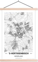 Stadskaart 's-Hertogenbosch textielposter latten blank - Plattegrond 120x180 cm - Foto print op schoolplaat (wanddecoratie woonkamer/slaapkamer) XXL / Groot formaat!