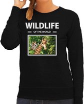 Dieren foto sweater Giraf - zwart - dames - wildlife of the world - cadeau trui Giraffen liefhebber S