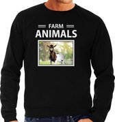 Dieren foto sweater Geit - zwart - heren - farm animals - cadeau trui Geiten liefhebber S