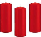 10x Rode cilinderkaars/stompkaars 8 x 20 cm 119 branduren - Geurloze kaarsen - Woondecoraties