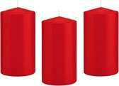 10x Rode cilinderkaars/stompkaars 8 x 15 cm 69 branduren - Geurloze kaarsen - Woondecoraties