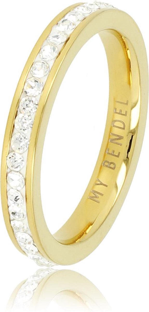 My Bendel - Ring met zirkonia steentjes goud 3 mm - Ring goud met zirkonia stenen - Met luxe cadeauverpakking