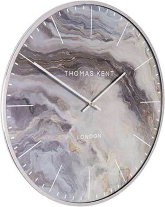 Thomas Kent - Wandklok rond Oyster M - 55cm - Aubergine paars met zilver