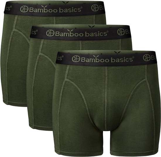 Comfortabel & Zijdezacht Bamboo Basics Rico - Bamboe Boxershorts Heren (Multipack 3 stuks) - Onderbroek - Ondergoed - Army - XL