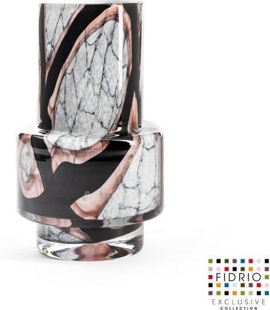 Design vaas Nuovo - Fidrio ONYX FLAME - glas, mondgeblazen bloemenvaas - diameter 7,5 cm hoogte 18 cm