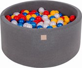 Ronde Ballenbak set incl 300 ballen 90x40cm - Donker Grijs: Rood, Geel, Parel Wit, Parel Blauw