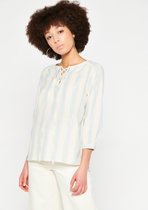 LOLALIZA Blouse met driekwartsmouw en strepen - Light Blauw - Maat 46