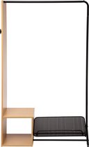 Kledingrek – Garderobe – Open Kledingkast – Speels Design – Opbergruimte – Metaal – Houtlook – Natuurlijk – Zwart – 102,5x32x165,5cm