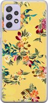 Samsung A72 hoesje siliconen - Floral days | Samsung Galaxy A72 case | geel | TPU backcover transparant