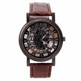 Fako® - Horloge - Open Uurwerk - Plastic - Zwart - Bruin