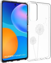 iMoshion Hoesje Geschikt voor Huawei P Smart (2021) Hoesje Siliconen - iMoshion Design hoesje - Wit / Transparant / Dandelion