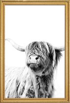 JUNIQE - Poster met houten lijst Highland Cattle Frida 2 -30x45 /Grijs