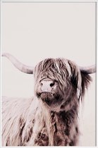 JUNIQE - Poster met kunststof lijst Highland Cattle Frida Crème -13x18