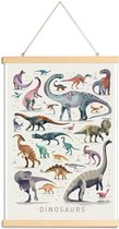 JUNIQE - Posterhanger Dinosauruskaart -40x60 /Kleurrijk