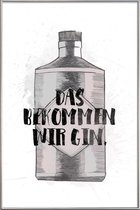 JUNIQE - Poster met kunststof lijst Gin -60x90 /Grijs & Wit