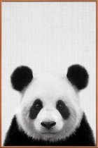 JUNIQE - Poster met kunststof lijst Panda zwart-wit foto -40x60 /Grijs