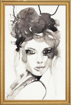 JUNIQE - Poster met houten lijst Hot Mess -40x60 /Grijs & Wit