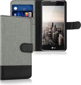 kwmobile telefoonhoesje voor LG K7 - Hoesje met pasjeshouder in grijs / zwart - Case met portemonnee
