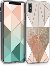 kwmobile telefoonhoesje voor Apple iPhone XS Max - Hoesje voor smartphone in beige / ros�goud / wit - Geometrische Driehoeken design