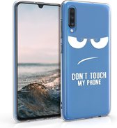 kwmobile telefoonhoesje voor Samsung Galaxy A70 - Hoesje voor smartphone in wit / transparant - Don't Touch My Phone design