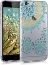 kwmobile telefoonhoesje voor Apple iPhone 6 / 6S - Hoesje voor smartphone in turquoise / geel / transparant - Vintage Bloemenring design