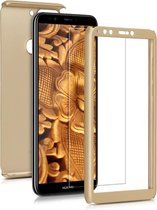 kwmobile 360 graden hoesje voor Huawei Y7 (2018)/Y7 Prime (2018) - volledige bescherming met screenprotector - metallic goud