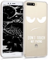 kwmobile telefoonhoesje voor Huawei Y6 (2018) - Hoesje voor smartphone in wit / transparant - Don't Touch My Phone design