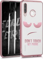 kwmobile hoesje voor Huawei P30 Lite - backcover voor smartphone - Don't Touch My Phone design - roségoud / roségoud / transparant