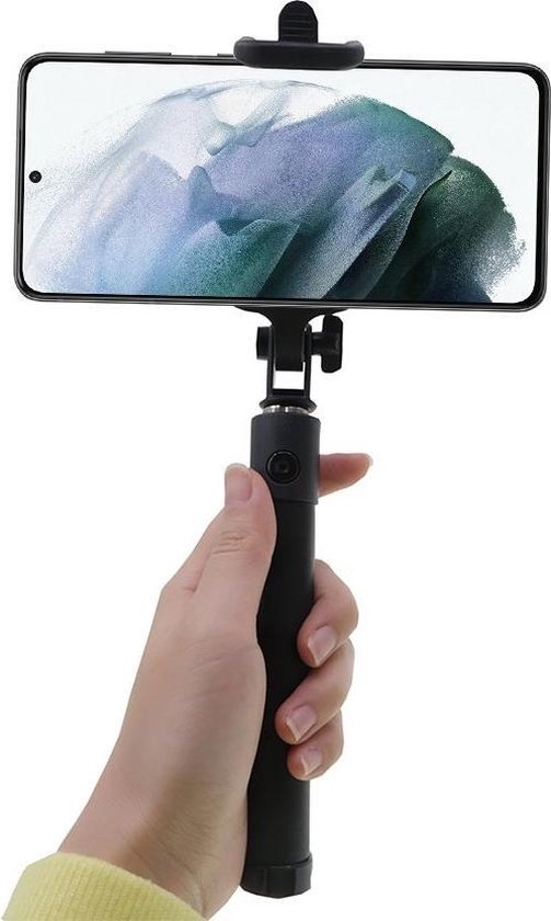 Shop4 Samsung Galaxy S21 Selfie Stick Bluetooth Zwart