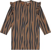 Prénatal Peuter Meisjes Jurk - Peuter Kleding voor Meisjes - Maat 92 - Bruin met Zwarte Strepen