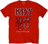Kiss Heren Tshirt -2XL- Destroyer Sketch Rood