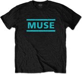 Muse - Light Blue Logo Heren T-shirt - S - Zwart