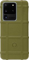 RUGGED SHIELD Rubber Bumper Case Hoesje Geschikt voor Samsung Galaxy S20 Ultra - Groen