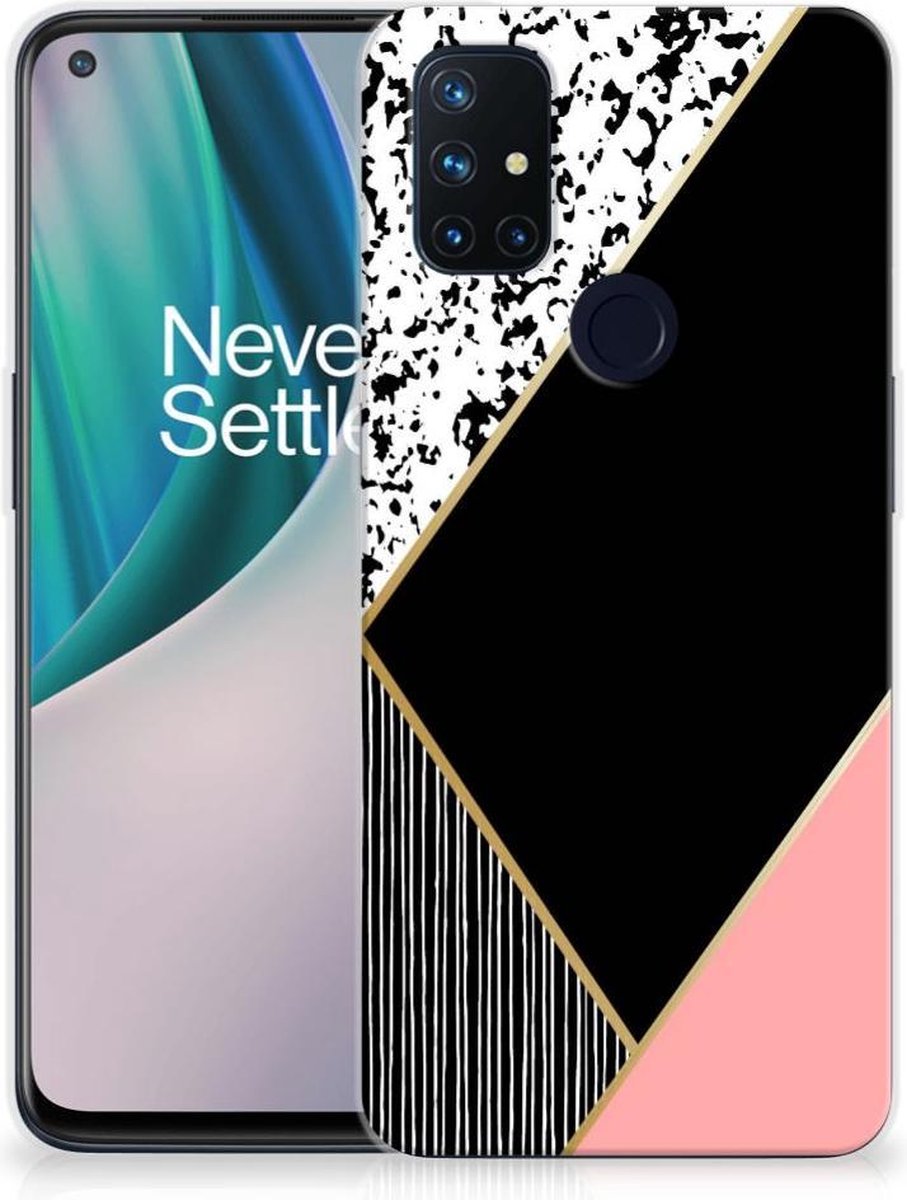 OnePlus Nord N10 5G TPU Hoesje Zwart Roze Vormen