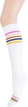 Yellow Moon Kniekous Off white met Multi Pride Pastel strepen