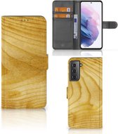GSM Hoesje Geschikt voor Samsung Galaxy S21 Plus Wallet Book Case Licht Hout