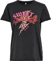 Only T-shirt Onllucy Life S/s Wild/sweet Top Box 15235525 Black/sweet Dames Maat - S