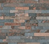 Steen tegel behang Profhome 355823-GU vliesbehang licht gestructureerd in steen look mat grijs bruin 5,33 m2