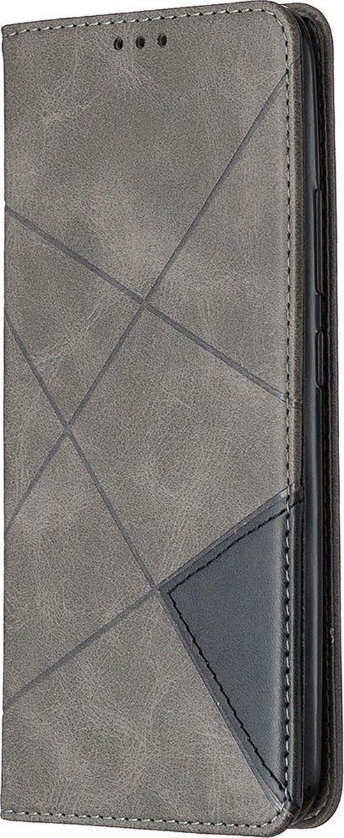 Mobigear Telefoonhoesje geschikt voor Realme C11 (2020) Hoesje | Mobigear Rhombus Slim Bookcase | Pasjeshouder voor 2 Pasjes | Telefoonhoesje voor Pinpas / OV Kaart / Rijbewijs - Grijs
