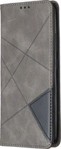Realme C11 (2020) Hoesje - Mobigear - Rhombus Slim Serie - Kunstlederen Bookcase - Grijs - Hoesje Geschikt Voor Realme C11 (2020)