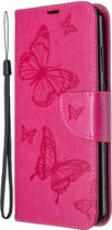 Mobigear Telefoonhoesje geschikt voor Huawei Y6p Hoesje | Mobigear Butterfly Bookcase Portemonnee | Pasjeshouder voor 2 Pasjes | Telefoonhoesje voor Pinpas / OV Kaart / Rijbewijs - Roze