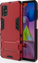 Samsung Galaxy M51 Hoesje - Mobigear - Armor Stand Serie - Hard Kunststof Backcover - Rood - Hoesje Geschikt Voor Samsung Galaxy M51